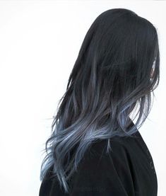 Dark Hair With Light Blue Highlights, Hair Dyed, Hair Streaks, Hair Color Purple