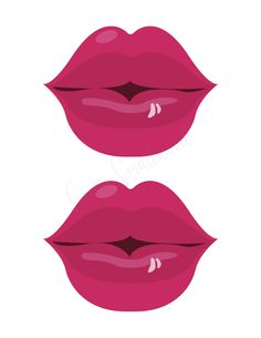 two pink lips with one open and the other closed, both showing their tongue shapes