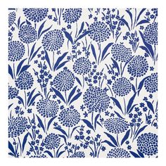 a blue and white wallpaper with flowers in the middle, on a white background