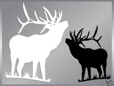 the silhouettes of two deer are shown against a gray background