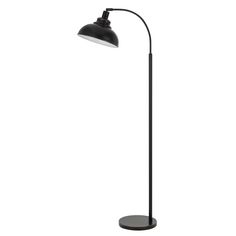 a black floor lamp on a white background