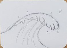 a drawing of a large wave in the ocean with water drops coming off it's side