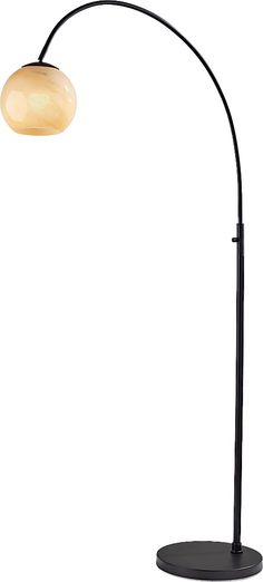 a black floor lamp with an orange light on it's side and a white background