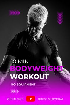 the bodyweight workout flyer is shown with an image of a man in black shirt