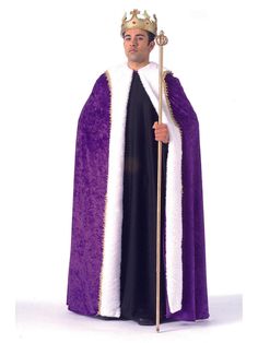 Adult Purple Velvet Royal King Robe - costumes.com King And Queen Costume, King Cape, Roman Costume, Costume Capes, King Costume, Mardi Gras Costumes, Queen Costume, Mens Halloween Costumes, Purple Tie