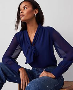 Our modern blouse is cinched with a tie neck for an irresistibly feminine twist. V-neck with ties. Long sleeves with button cuffs. Shirttail hem. Lined body.,Imported:Imported,Fit:Classic fit,Length:25 1/2" long,Fabrication:100% Polyester,Garment Care:Machine Washable V-Neck Bow Blouse by Ann Taylor Size regular - Small Dark Deep Ocean Women's V-Neck, Long, Sleeve, Blouse, Tops, 100%, Polyester, Machine, Washable Blue V-neck Blouse For Work, Classic Navy V-neck Top, Chic Blue V-neck Blouse, Dark Deep Ocean, Modern Blouse, Navy Stretch V-neck Top, Blue Rayon V-neck Blouse, Ann Taylor Petite, Neck Bow