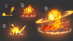 an image of different types of fire and flames