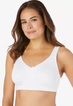 A wireless bra that also keeps you cool.  The breathable, perforated fabric of this back-closure bra keeps you fresh all day.  Full coverage Thermal Sweater, Shell Pink, Breathe Easy, Jumpsuit Jacket, Womens Scrubs, Woman Within, Swimsuits For All, Wireless Bra, Back Women