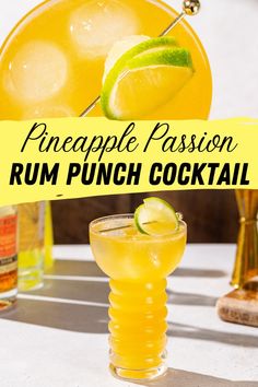 This Pineapple Passion Rum Punch brings together the tropical flavors of pineapple and passion fruit, along with some bright limoncello liqueur. It’s an easy-to-make summer cocktail that will make you think you’ve been transported to a tropical beach! This is the perfect easy rum punch to make for any summer barbecue or just for sipping poolside. Easy Rum Punch, Fruity Rum Drinks, Rum Punch Cocktail, Rum Punch Recipe, Rum Punch Recipes