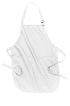 a white apron with straps hanging from the front and back of it, on a white background