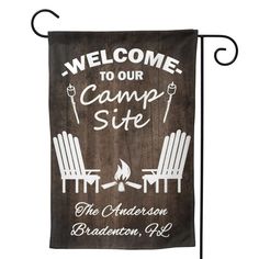 a welcome to our camp site garden flag