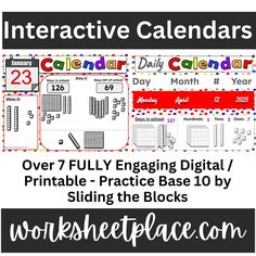 an interactive calendar with the text over 7 fully engaging digital printable - practice base 10 by