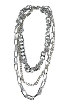 Elle Multi Chain Layered Necklace Silver, Necklace by H&D Accessories | LIT Boutique Layered Chains Silver, Woven Silver Necklace, Silver Woven Necklace, Cheap Silver Spiral Necklace, Chain Necklace Women Silver, Trendy Multi-strand Layered Chain Necklace, Metal Link Layered Necklace With Chain Detail, Metal Link Chain Layered Necklace, Metal Link Layered Necklace