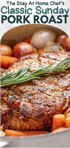 Close up view of a pork roast surrounded by vegetables. Slow Cook Pork Roast, Best Pork Roast Recipe, Pork Pot Roast, Pork Roast Crock Pot Recipes, Crockpot Pork Roast, Slow Cooker Pork Roast, Pot Roast Crock Pot Recipes, Pork Roast In Oven, Slow Cooker Recipes Pork