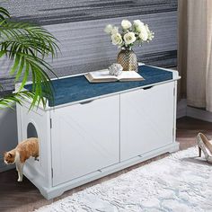 Cat litter box enclosure Washroom Storage, Cat Litter Cabinet, Enclosed Litter Box, Dog Cages