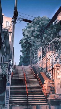 an artist's rendering of stairs leading up to a building