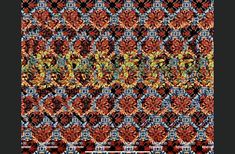 an abstract design with many colors and patterns on it's surface, including red, blue