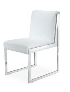 a white chair with chrome legs on a white background