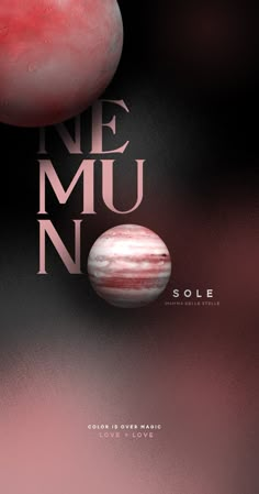 an image of two planets with the words ne muu nu on it's side