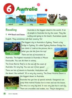 an australian book with pictures and words on it