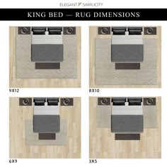 four different types of bedding sizes and measurements