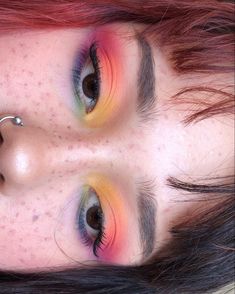 Rainbow Eye Makeup, Rainbow Eyeshadow, About Rainbow, Makeup Vanities, Funky Makeup, Cool Looks, Make Up Inspiration