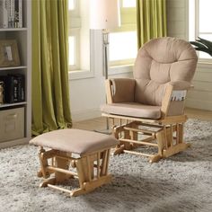 a rocking chair and ottoman in a living room