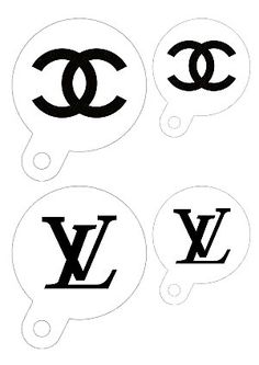 four stickers with the words chanel in black and white