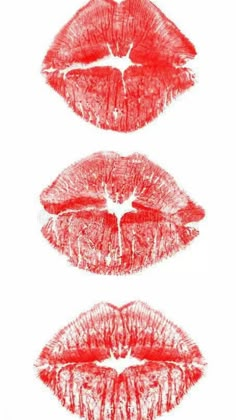 three red lips with different shapes and sizes