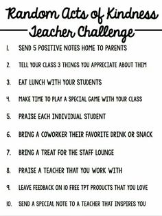 the random acts of kindness teacher challenge