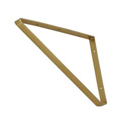 a gold metal triangle shaped object on a white background with clipping to the side