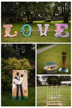 several different pictures of letters that spell out the word love in various colors and sizes