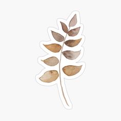 a brown leaf sticker on a white background