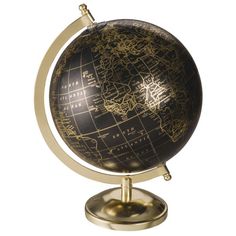 a black and gold globe on a stand