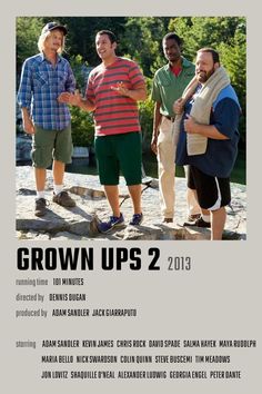 an advertisement for grown ups with three men