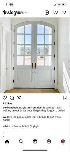 the instagram page on instagram com shows an image of a white door and two windows