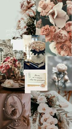 a collage of different flowers and pictures