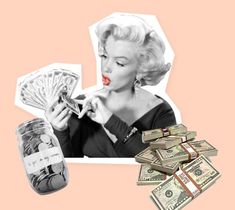 an image of marilyn monroe with money in a jar