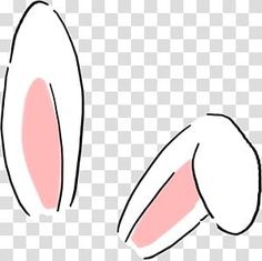 two pink and white bunny ears on a transparent background