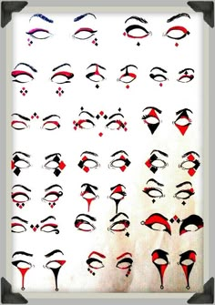 Harley Quinn Make-up, Eye Make Up Ideas, Eyes Practice, Pelottava Halloween, Makeup Zombie, Halloween Makeup Clown, Harley Quinn Makeup, Halloween Make-up Looks