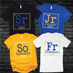 Teen Shirts: High School Class Element Shirt/Freshmen/Sophomore/Junior/Senior/Back To School/Graduate by SmileAboutItDesigns on Etsy Senior Shirt Designs, Senior Shirt Ideas, School Spirit Shirts Designs, Shirt Images, School Shirt Designs, Class Shirts, Spirit Store, Template Black, Junior Shirts