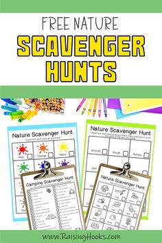 the free nature scavenger hunt is perfect for kids to practice their writing skills