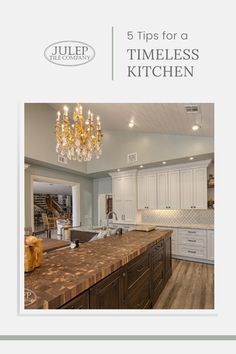 Image of a kitchen using classic, timeless kitchen design tips. Black Countertops, Backsplash Tiles, Traditional Interior Design, Cabinets And Countertops