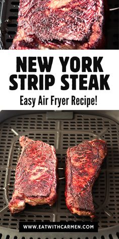 the new york strip steak is being grilled and ready to be served on the grill