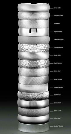 a stack of different types of rings on top of each other