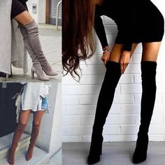 Calf circumference：about /cm. Heel Height: about 6-8 cm. Warm Boots Women, Boots Dresses, Elastic Boots, Bota Over, Running Clothing, Lace Up High Heels, Fashion Scarves, Warm Boots, Thigh Boot