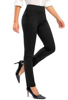 PRICES MAY VARY. 87% Polyamide, 13% Elastane Pull On closure Machine Wash Best Black Pants For Women, Casual Work Pants, High Waisted Dress Pants, Business Casual Work, Fitted Dress Pants, Work Pants Women, Safety Clothing, Womens Dress Pants, Work Pants