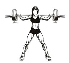 a woman lifting a barbell with one hand and the other arm behind her back