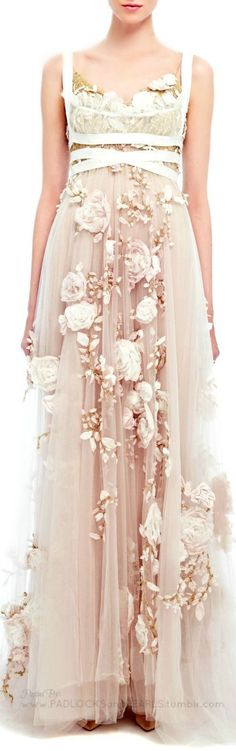 Marchesa - Spring/Summer 2014 wedding Marchesa Bridal, Empire Waist Gown, Rose Gown, Marchesa Spring, Ribbon Rose, Looks Party, Fabric Roses, فستان سهرة, Van Cleef Arpels