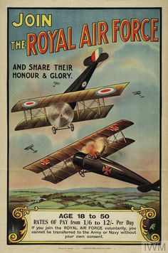 an advertisement for the royal air force showing two planes flying in formation with one another